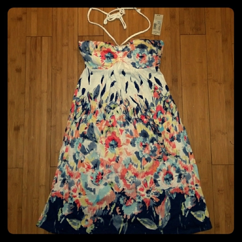 GEORGOUS vibrant water color Bandeau/halter dress